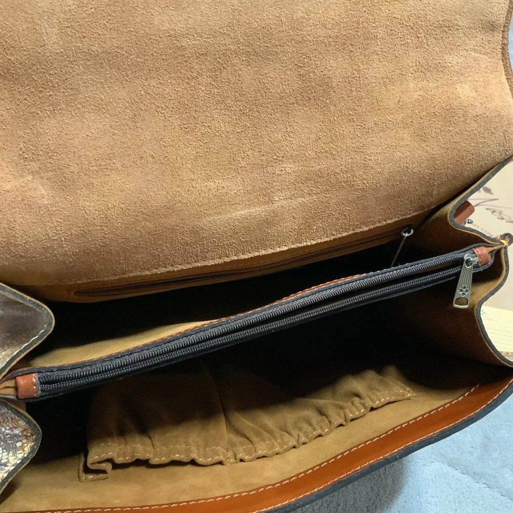 Patricia Nash Metallic Python Tan Leather Handbag Wallet Set P478371 NWT